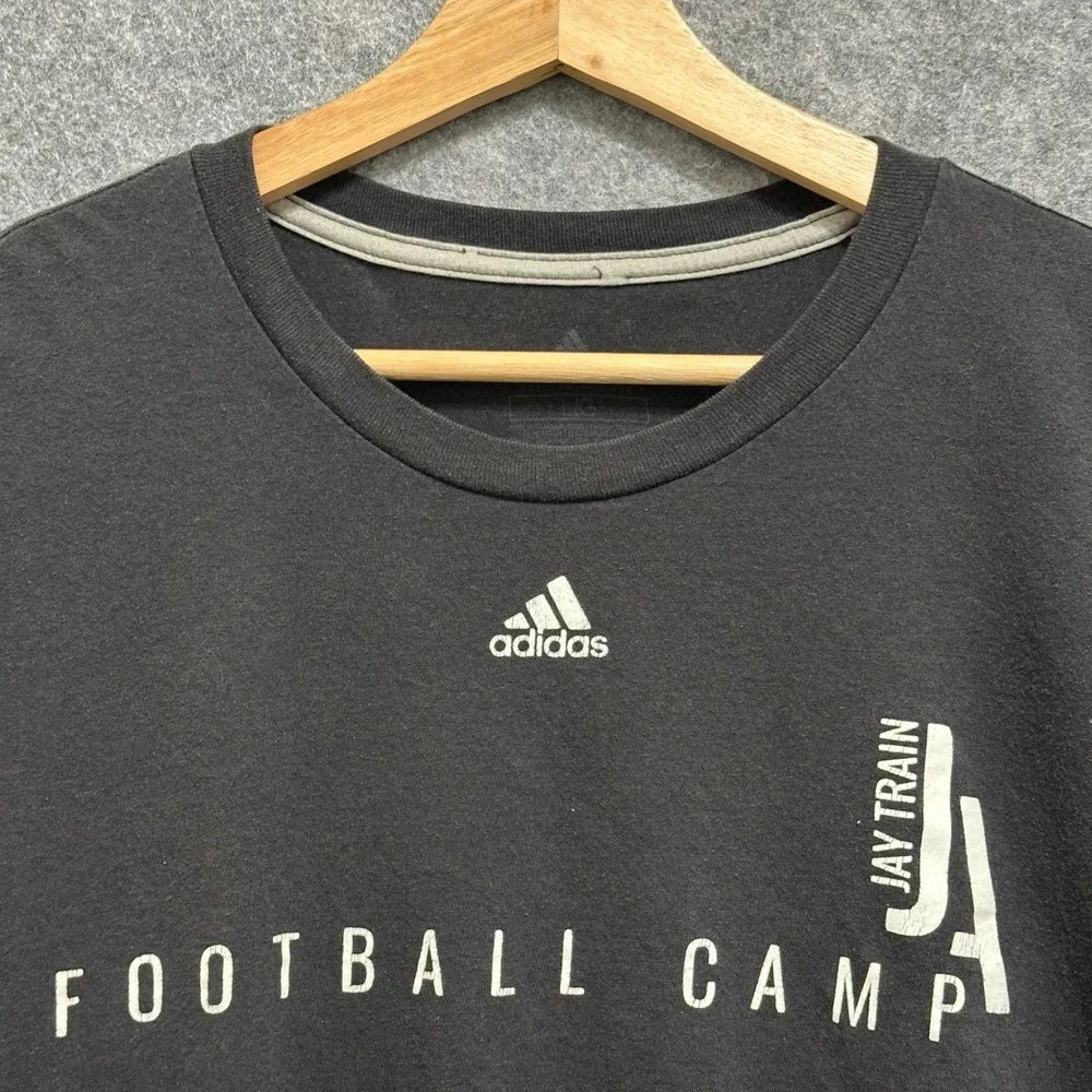 Adidas T-Shirt Mens Large Black Jay Train Football Camp Climalite‎ Short Sleeve